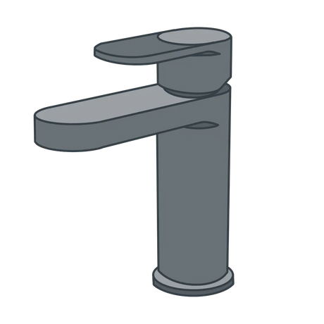 A line illustration of a mono basin mixer tap