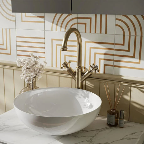 Crosswater Belgravia Tall Monobloc Basin Mixer Tap with Crosshead Handle Brushed Brass