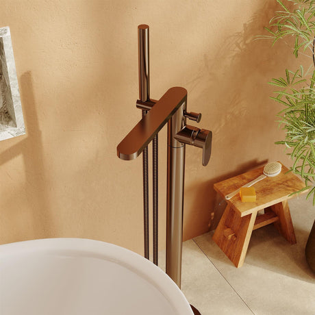 Aquarius Deco Freestanding Bath Shower Mixer with Kit and Waste Brushed Bronze