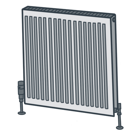 A line illustration of a central heating radiator