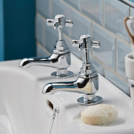 Heritage Dawlish Short Nose Basin Pillar Taps Chrome