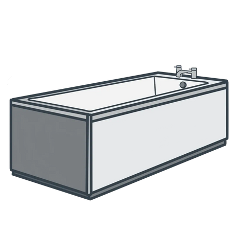 A line illustration of a straight bath