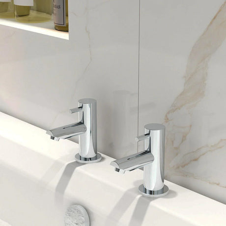 Imex Ivo Bath Pillar Taps (Pair) in Chrome