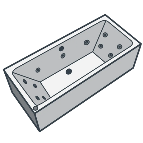 A line illustration of a jacuzzi bath
