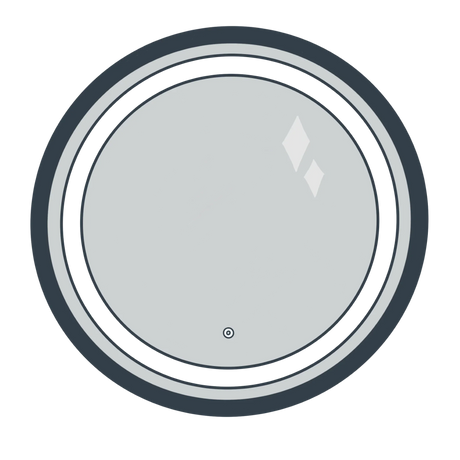 A line illustration of a bathroom mirror