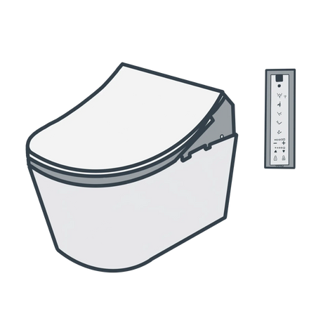 A line illustration of a smart toilet