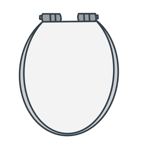 A line illustration of a toilet seat