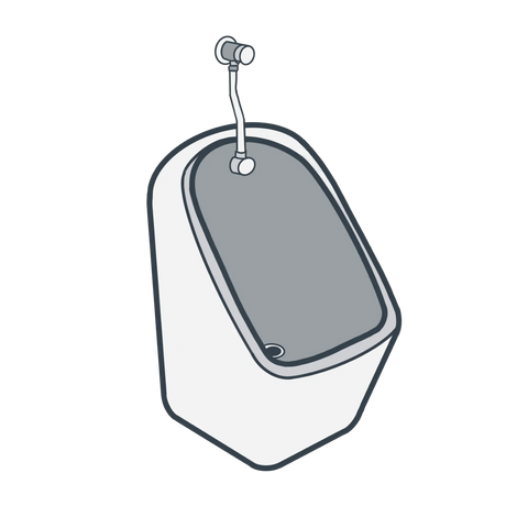 A line illustration of a urinal