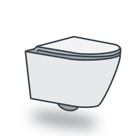 A line illustration of a wall hung toilet
