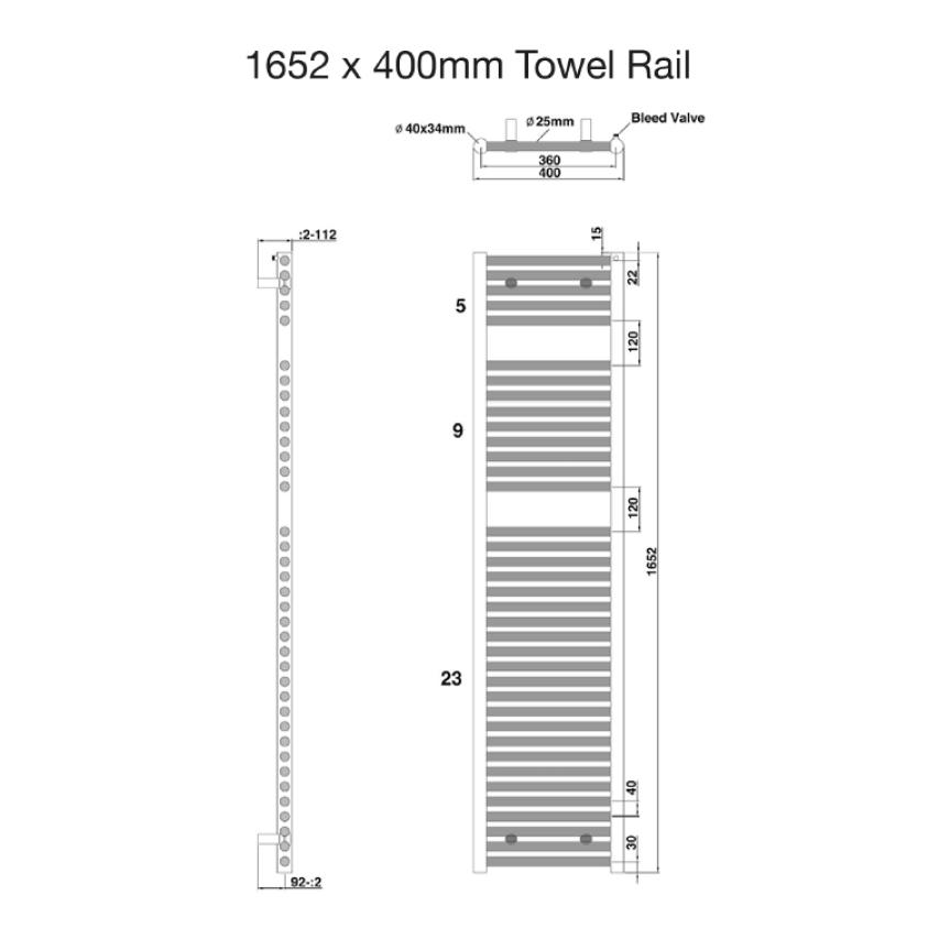 Tissino Ladder Rails Tissino Hugo2 Designer Towel Radiator in Mount Blanc