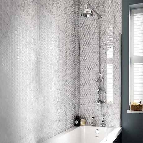 Heritage Exposed Shower Set Chrome Heritage Dawlish Exposed Shower Valve with Premium Fixed Riser Kit, Fixed Shower Head and Diverter to Handset