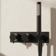 Crosswater Concealed Shower Valve Matt Black Crosswater MPRO 2 Outlet, 2 Handle Horizontal Concealed Thermostatic Shower Valve with Handset