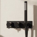 Crosswater Concealed Shower Valve Matt Black Crosswater MPRO 2 Outlet, 2 Handle Horizontal Concealed Thermostatic Shower Valve with Handset