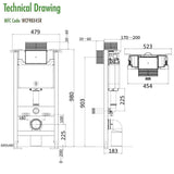 Crosswater Wall Hung WC Frame Crosswater 0.98m Dual Flush WC Support Frame Set with Flush Plate