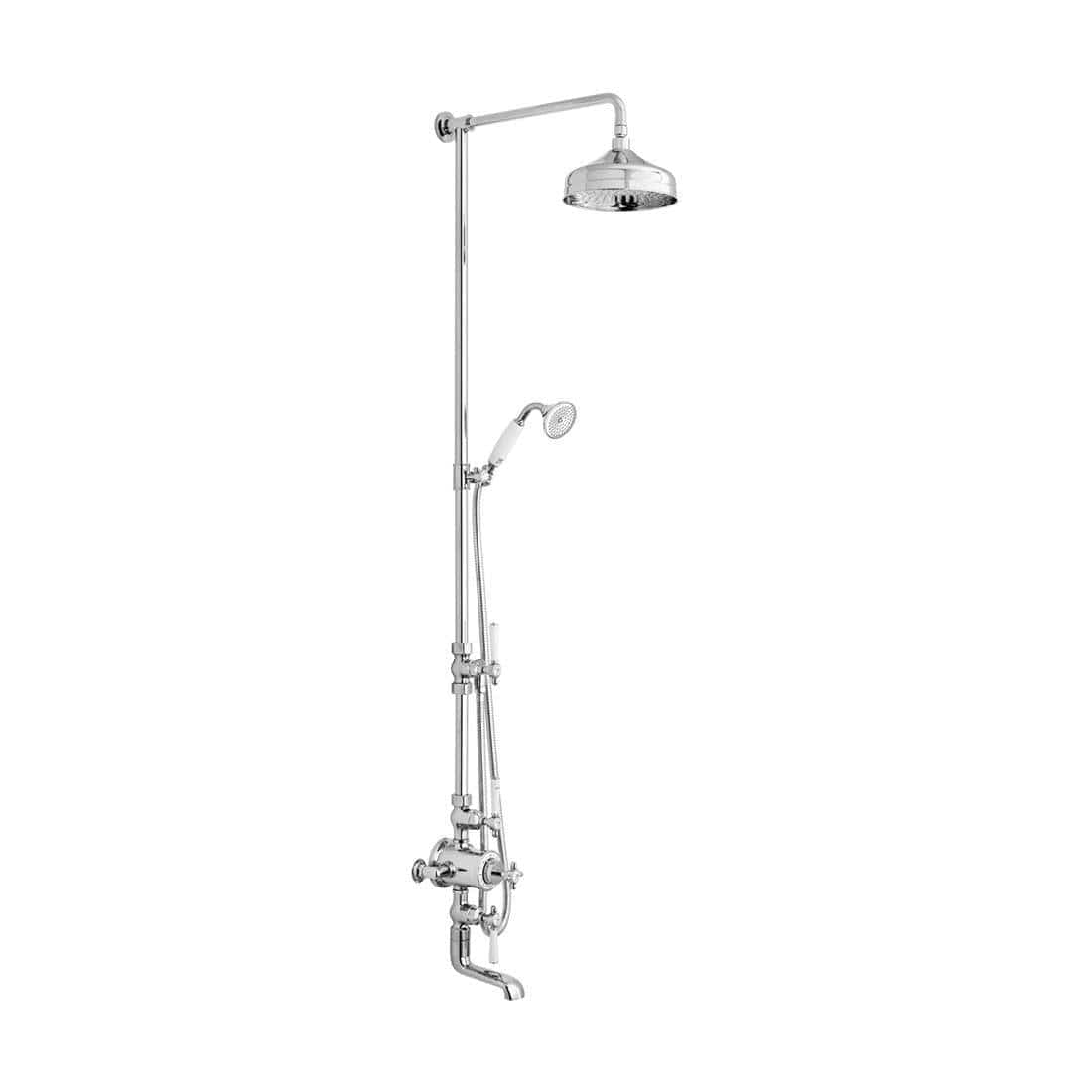 Vado Exposed Shower Set Chrome Booth & Co. Axbridge Exposed Shower Valve Set with Rigid Riser, Shower Head, Handset and Bath Spout