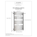 JIS Ladder Rail JIS Sussex Adur Vertical Stainless Steel Curved Heated Towel Rail