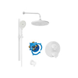 Roca Concealed Shower Set Matt White Roca T-500 Round Thermostatic Concealed Shower Valve with Rainshower Head, Shower Handset and Slide Rail Set