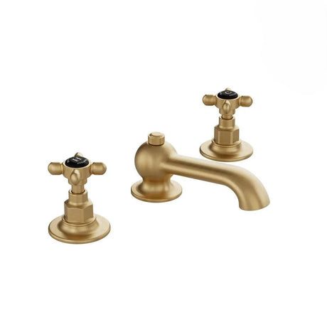 Vado 3 Tap Hole Basin Set Brushed Brass/Black Booth & Co. Axbridge Crosshead  3 Hole Basin Mixer Tap with Pop-Up Waste