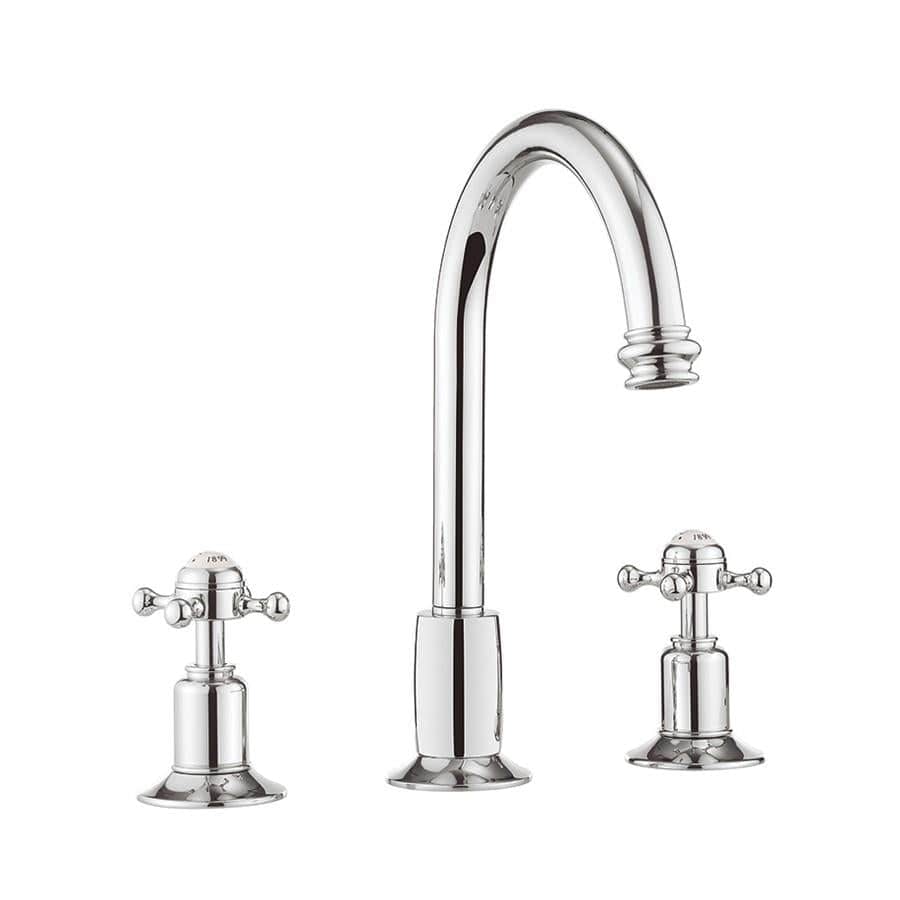 Crosswater 3 Tap Hole Basin Set Crosswater Belgravia Crosshead 3 Hole Basin Mixer Tap with Pop-Up Waste in Chrome