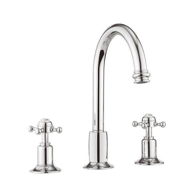 Crosswater 3 Tap Hole Basin Set Crosswater Belgravia Crosshead 3 Hole Basin Mixer Tap with Pop-Up Waste in Chrome