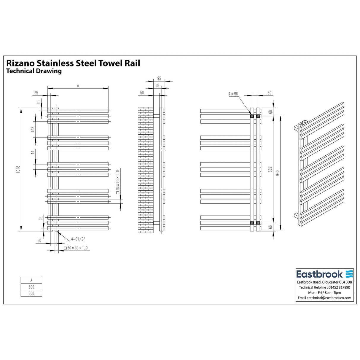 Eastbrook Designer Towel Rail Eastbrook Rizano Designer Radiator