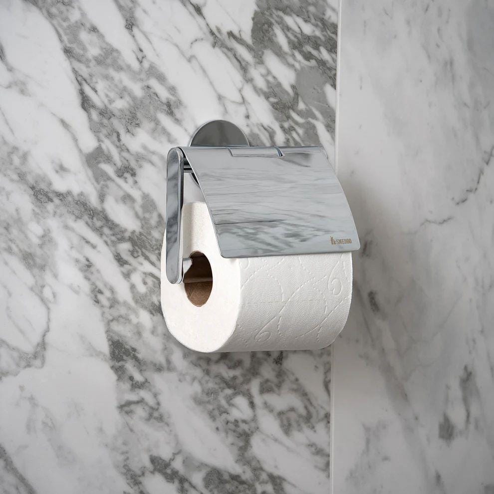 Smedbo Toilet Roll Holder Chrome Smedbo Dot Self-Adhesive Toilet Roll Holder with Cover