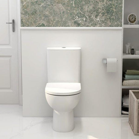 IMEX Close Coupled Toilet IMEX Ivan Rimless Open Back Close Coupled Toilet with Soft Close Seat