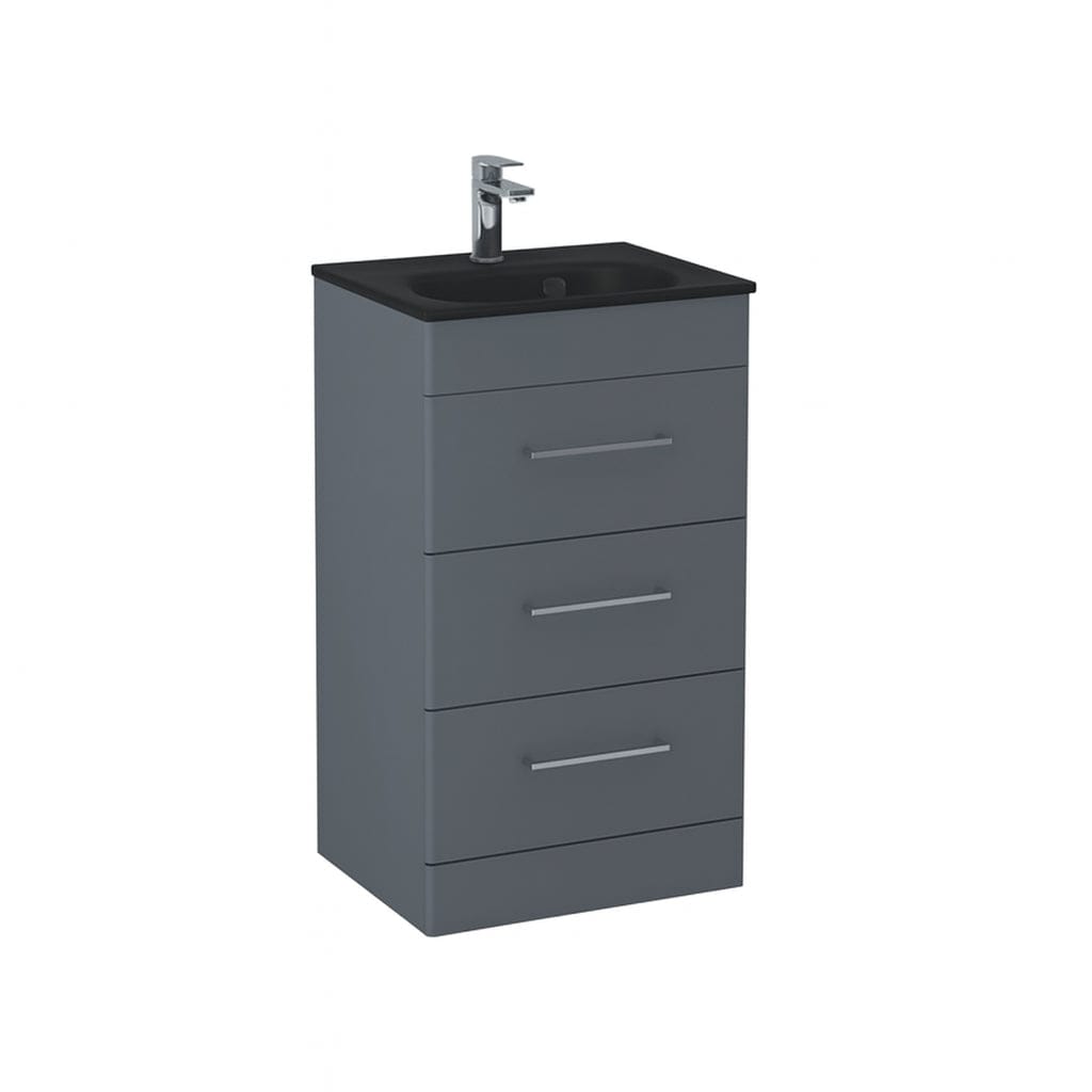 Imex Floor Standing Vanity Unit Steel Blue / Black Imex Croma Floor Standing Three Door 500mm Vanity Unit with 1 Tap Hole Basin