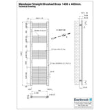Eastbrook Wendover Straight Heated Towel Rail in Brushed Brass