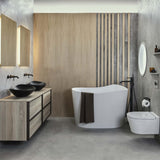 Roca Modern Freestanding Bath Roca Ohtake Oval Freestanding Stonex® Oval Japanese Bath with Click-Clack Waste