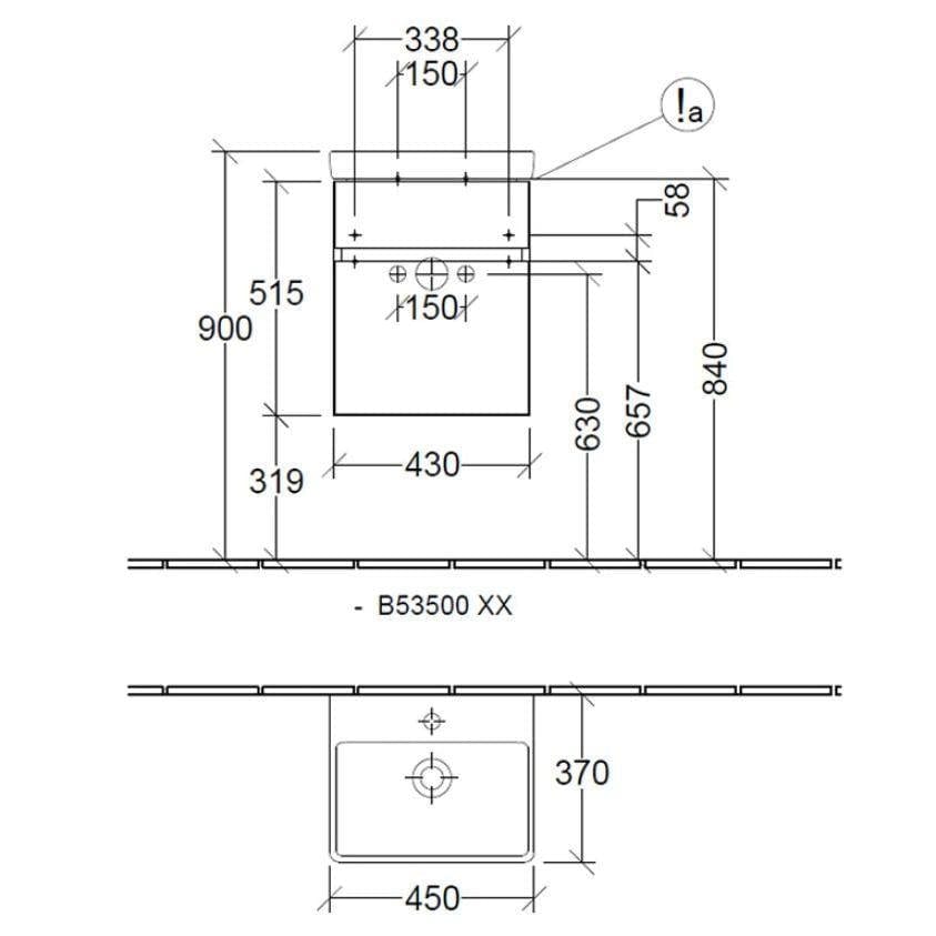 Villeroy & Boch Wall Mounted Vanity Unit Villeroy & Boch Arto Wall Mounted 450mm One Drawer Vanity Unit with Basin