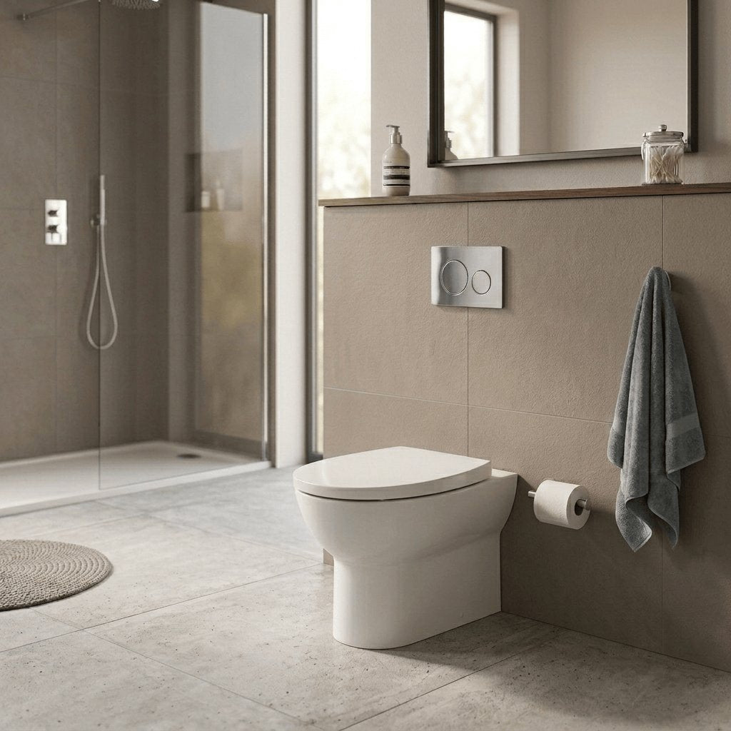 Aquarius Bathrooms Back To Wall Toilet Aquarius Urbano Rimless Back to Wall Toilet Pack with Cistern, Flush Plate, Soft Closing Seat and Hinge Covers