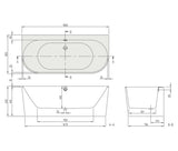 Villeroy & Boch Back To Wall Freestanding Bath Villeroy & Boch Oberon 2.0 Quaryl Back to Wall Double Ended Bath, 1800 x 800mm