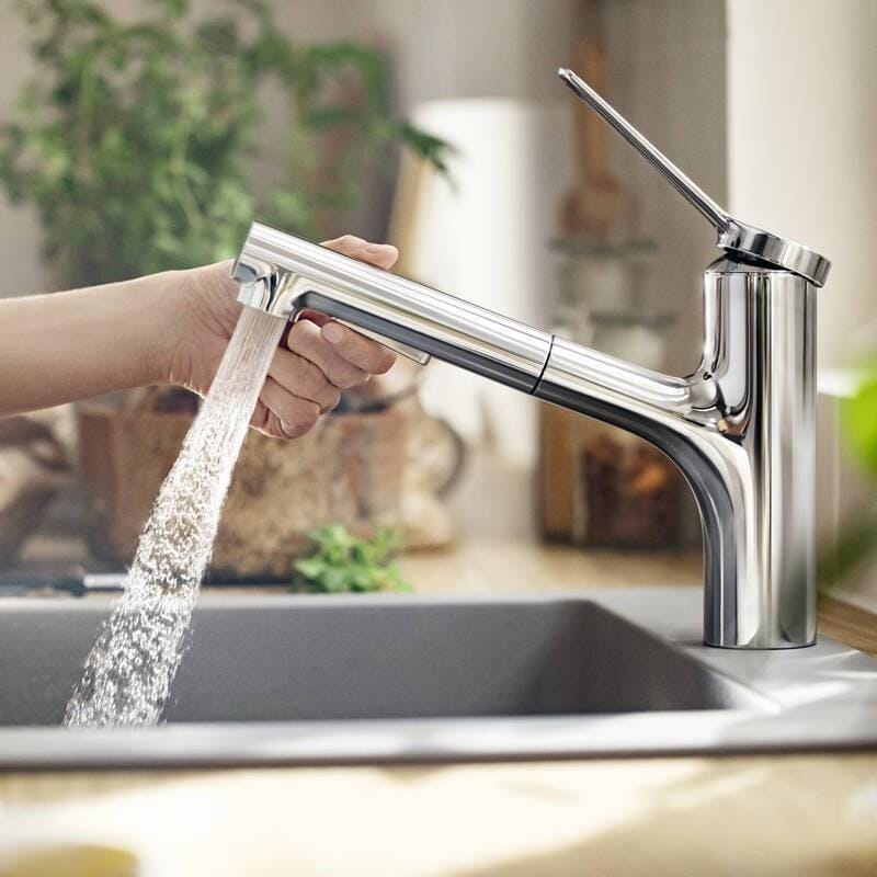 Hansgrohe Kitchen Tap Hansgrohe Zesis M33 Single Lever Kitchen Mixer Tap 150 with Pull-Out Spray
