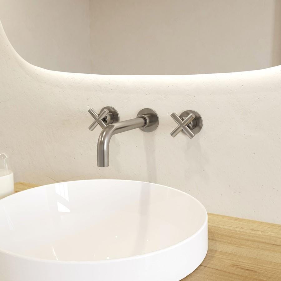 Crosswater Wall Mounted Basin Tap Crosswater MPRO Crosshead 3 Hole Wall Mounted Basin Mixer Tap
