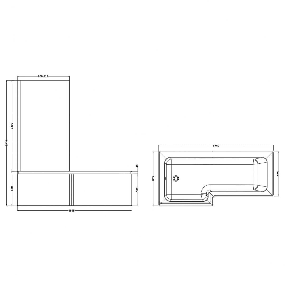 Aquarius Bathrooms L-Shaped Shower Bath Aquarius Urbano L-Shape Square Shower Bath Pack with Screen and Panel
