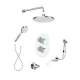 Roca Concealed Shower Set Chrome Roca Splash-T Thermostatic Concealed Shower Valve with Rainshower Head, Shower Handset and Overflow Bath Filler