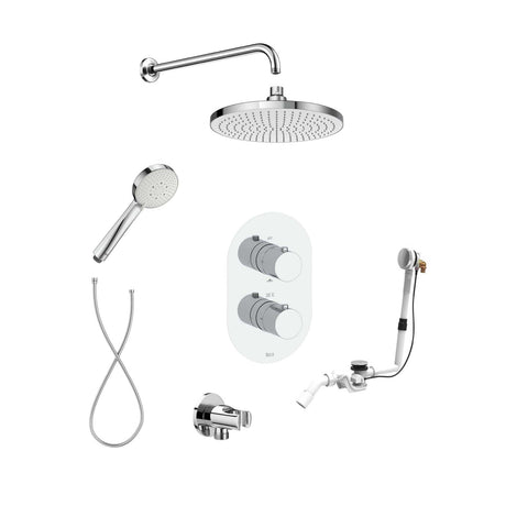 Roca Concealed Shower Set Chrome Roca Splash-T Thermostatic Concealed Shower Valve with Rainshower Head, Shower Handset and Overflow Bath Filler