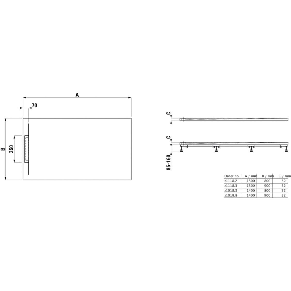 Laufen Marbond Pro S Rectangular Tray with Waste in White