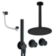 UK Bathroom Store Concealed Shower Set Matt Black / Ceiling Arm / 300mm Crosswater Module Shower Set 9 - 3 Outlet with Pencil Handset, Overhead Shower and Overflow Filler