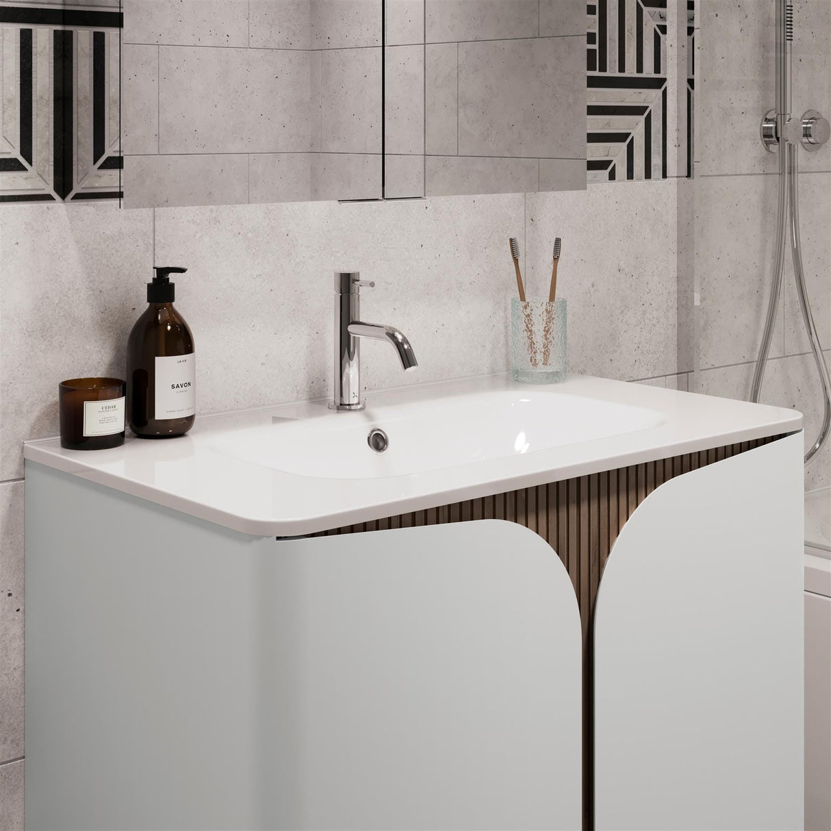 Crosswater Wall Mounted Vanity Unit Crosswater Tambour 800mm Wall Mounted One Drawer Vanity Unit with Basin or Worktop