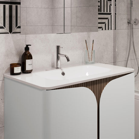 Crosswater Wall Mounted Vanity Unit Crosswater Tambour 800mm Wall Mounted One Drawer Vanity Unit with Basin or Worktop