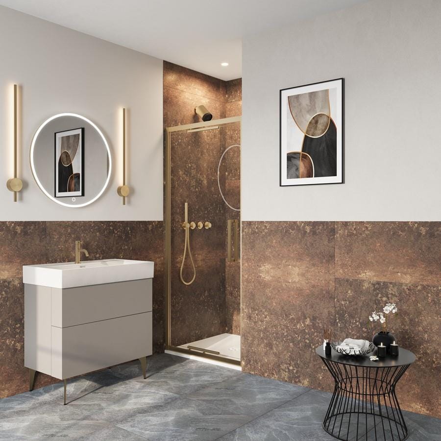 Crosswater Infold Shower Door Brushed Brass / 2000 x 900 Crosswater Asura 8mm Infold Shower Door