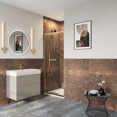 Crosswater Infold Shower Door Brushed Brass / 2000 x 900 Crosswater Asura 8mm Infold Shower Door