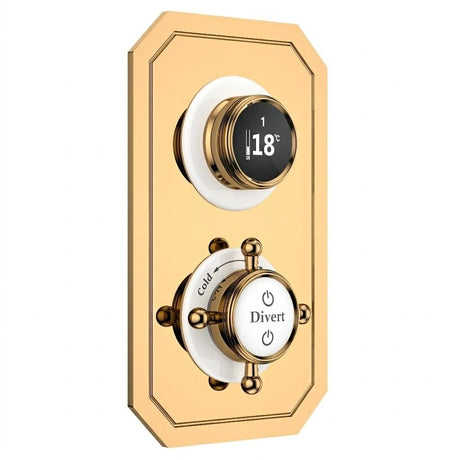 TED Concealed Shower Valve Polished Gold TED Wyse Traditional 2/3 Outlet Digital Shower Valve with Crosshead Handle