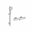 Roca Exposed Shower Set Chrome Roca T-500 Thermostatic Bar Shower Valve with with Shower Handset and Slide Rail Set