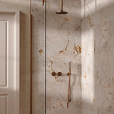 UK Bathroom Store Concealed Shower Set Brushed Bronze / Ceiling Arm / 200mm Crosswater Module Shower Set 1 with Fixed Head and Pencil Handset
