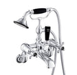 JTP Bath Shower Mixer Chrome with Black JTP Grosvenor Cross Wall Mounted Bath Shower Mixer with Kit