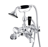 JTP Bath Shower Mixer Chrome with Black JTP Grosvenor Cross Wall Mounted Bath Shower Mixer with Kit