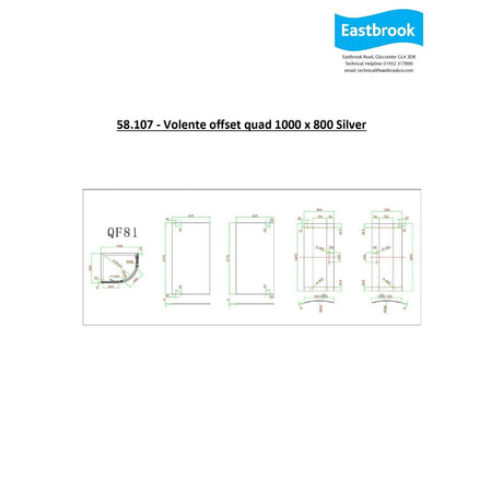 Eastbrook Quadrant Shower Enclosure Eastbrook Volente Offset Quadrant Shower Enclosure - 1000 x 800mm - 6mm Glass in Chrome